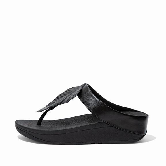 Fitflop Fino Leather Toe Post Sandals Black Womens - South Africa (GHKQ09783)